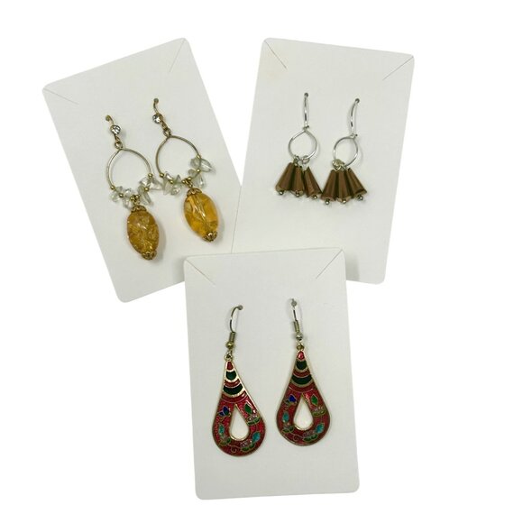 Handcrafted Bohemian & Floral Earrings -‎ 3 Pair - Picture 1 of 5